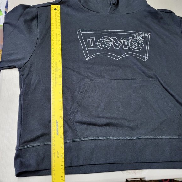 NWT Levi's Women's Graphic Standard Hoodie - Batwing 3D Shine Caviar - 1X - Picture 14 of 15